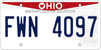OH license plate FWN4097