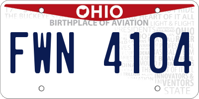 OH license plate FWN4104
