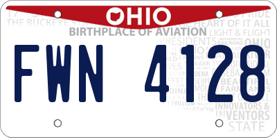 OH license plate FWN4128