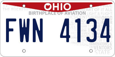 OH license plate FWN4134