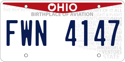 OH license plate FWN4147