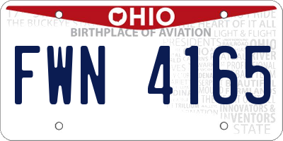 OH license plate FWN4165