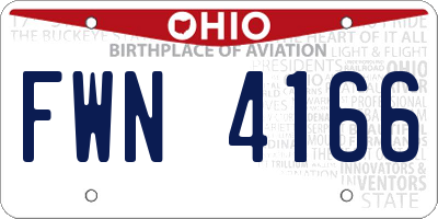 OH license plate FWN4166