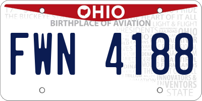 OH license plate FWN4188