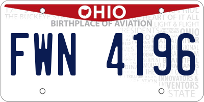 OH license plate FWN4196