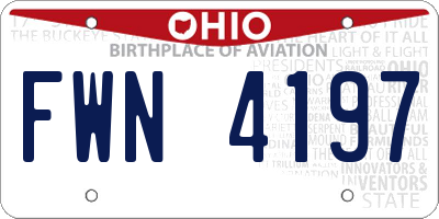 OH license plate FWN4197