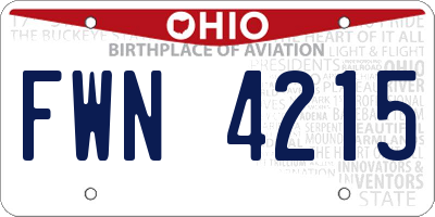 OH license plate FWN4215