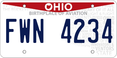OH license plate FWN4234