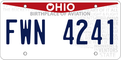 OH license plate FWN4241