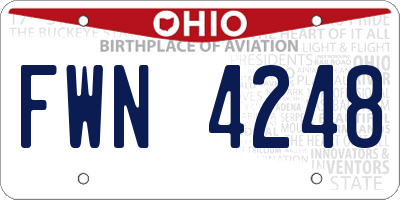 OH license plate FWN4248