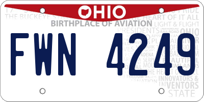 OH license plate FWN4249