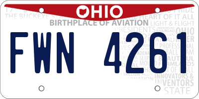 OH license plate FWN4261
