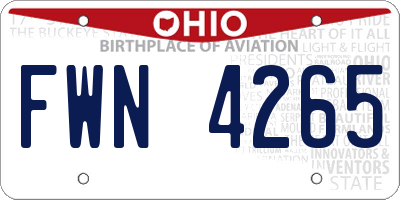OH license plate FWN4265