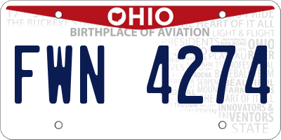 OH license plate FWN4274