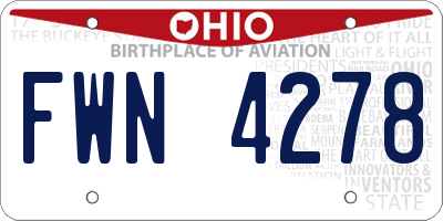 OH license plate FWN4278