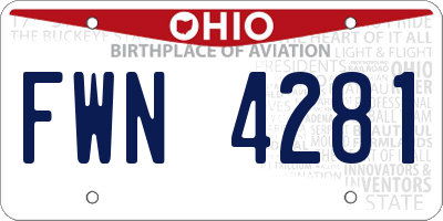 OH license plate FWN4281