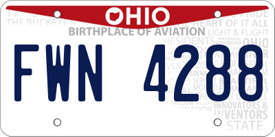 OH license plate FWN4288