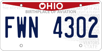 OH license plate FWN4302