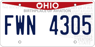 OH license plate FWN4305