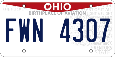 OH license plate FWN4307