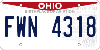 OH license plate FWN4318