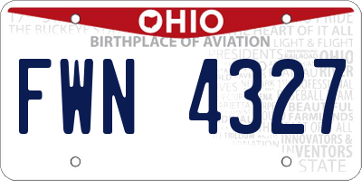 OH license plate FWN4327