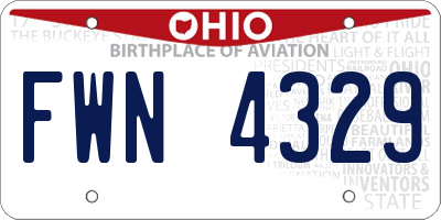OH license plate FWN4329