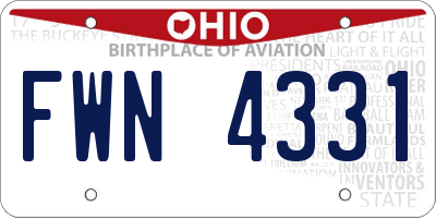 OH license plate FWN4331