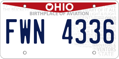 OH license plate FWN4336