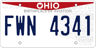 OH license plate FWN4341