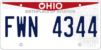 OH license plate FWN4344