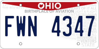OH license plate FWN4347