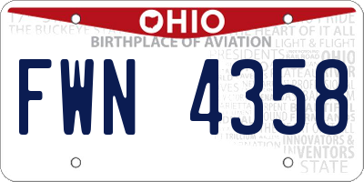 OH license plate FWN4358
