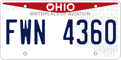 OH license plate FWN4360