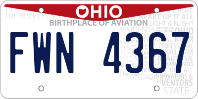 OH license plate FWN4367