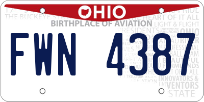 OH license plate FWN4387
