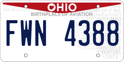 OH license plate FWN4388