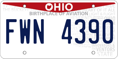 OH license plate FWN4390