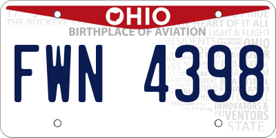 OH license plate FWN4398