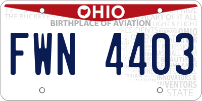 OH license plate FWN4403