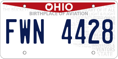 OH license plate FWN4428