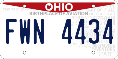OH license plate FWN4434