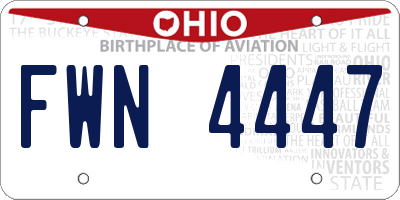 OH license plate FWN4447