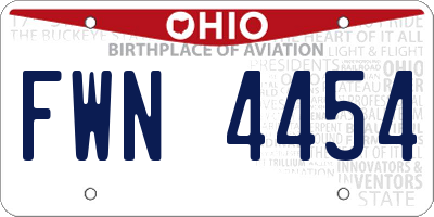 OH license plate FWN4454