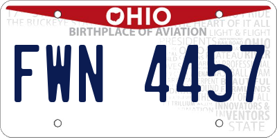 OH license plate FWN4457