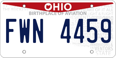 OH license plate FWN4459