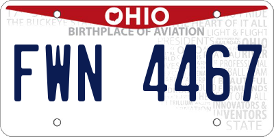 OH license plate FWN4467