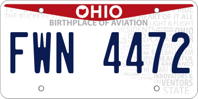 OH license plate FWN4472
