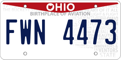 OH license plate FWN4473