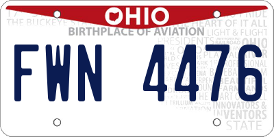 OH license plate FWN4476
